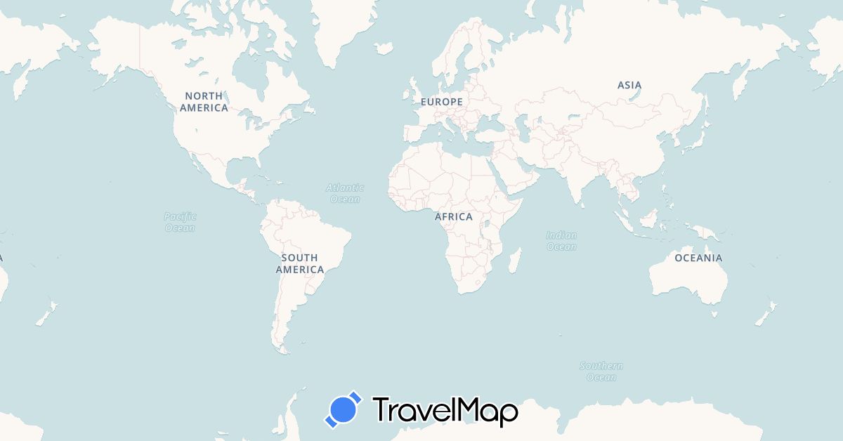 TravelMap itinerary: driving in Australia, China, India, Japan, Philippines, Singapore, Thailand (Asia, Oceania)